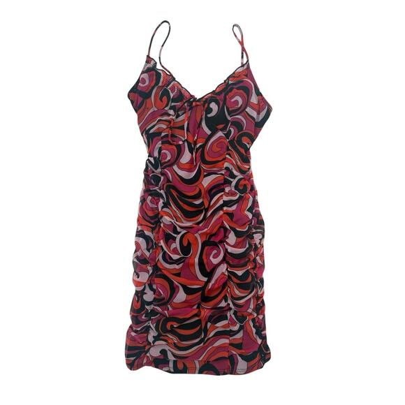 Chocolate Dresses & Skirts - Y2K Body Con Ruched Dress Chocolate Brand Size Medium Spaghetti Strap Pink Red